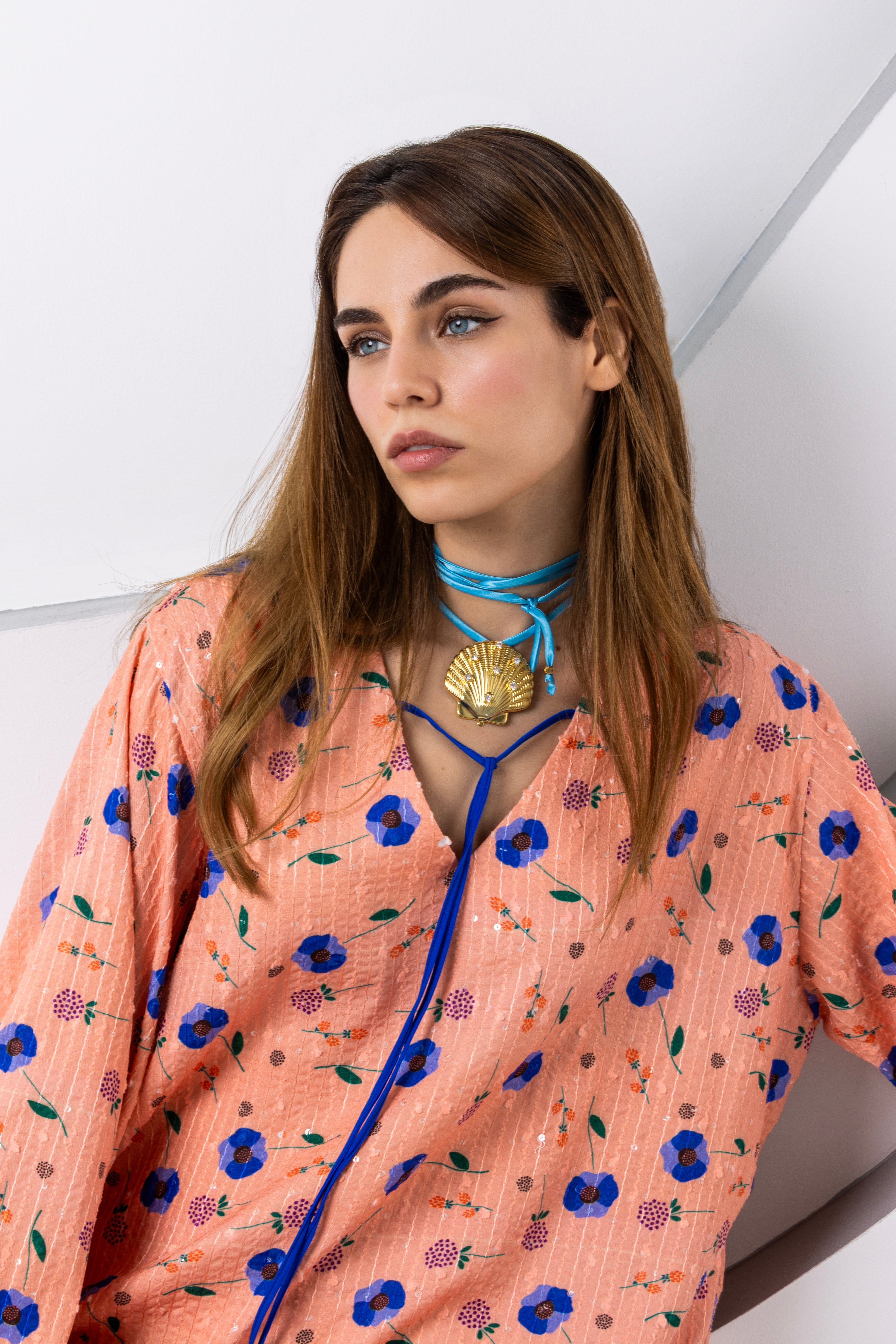 Peach Sequin Kaftan