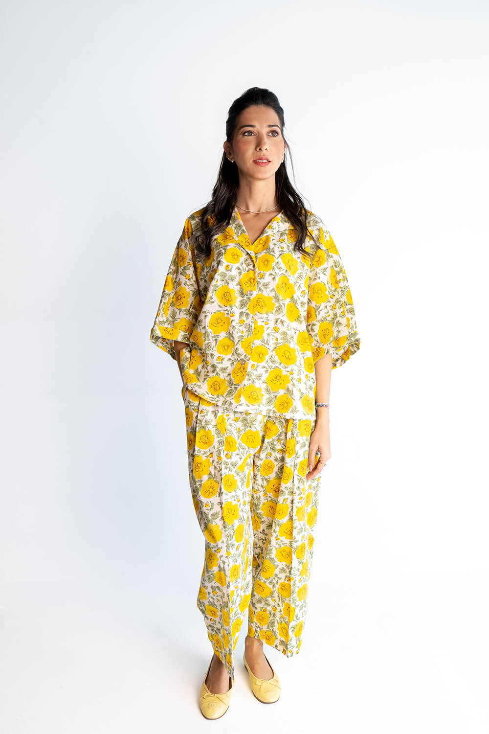 Yellow Floral Block Print