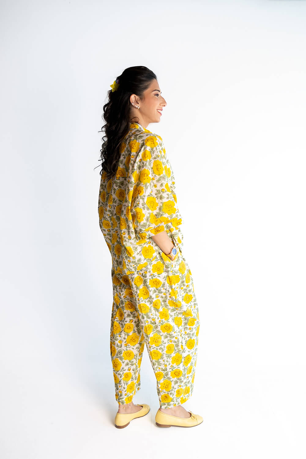 Yellow Floral Block Print