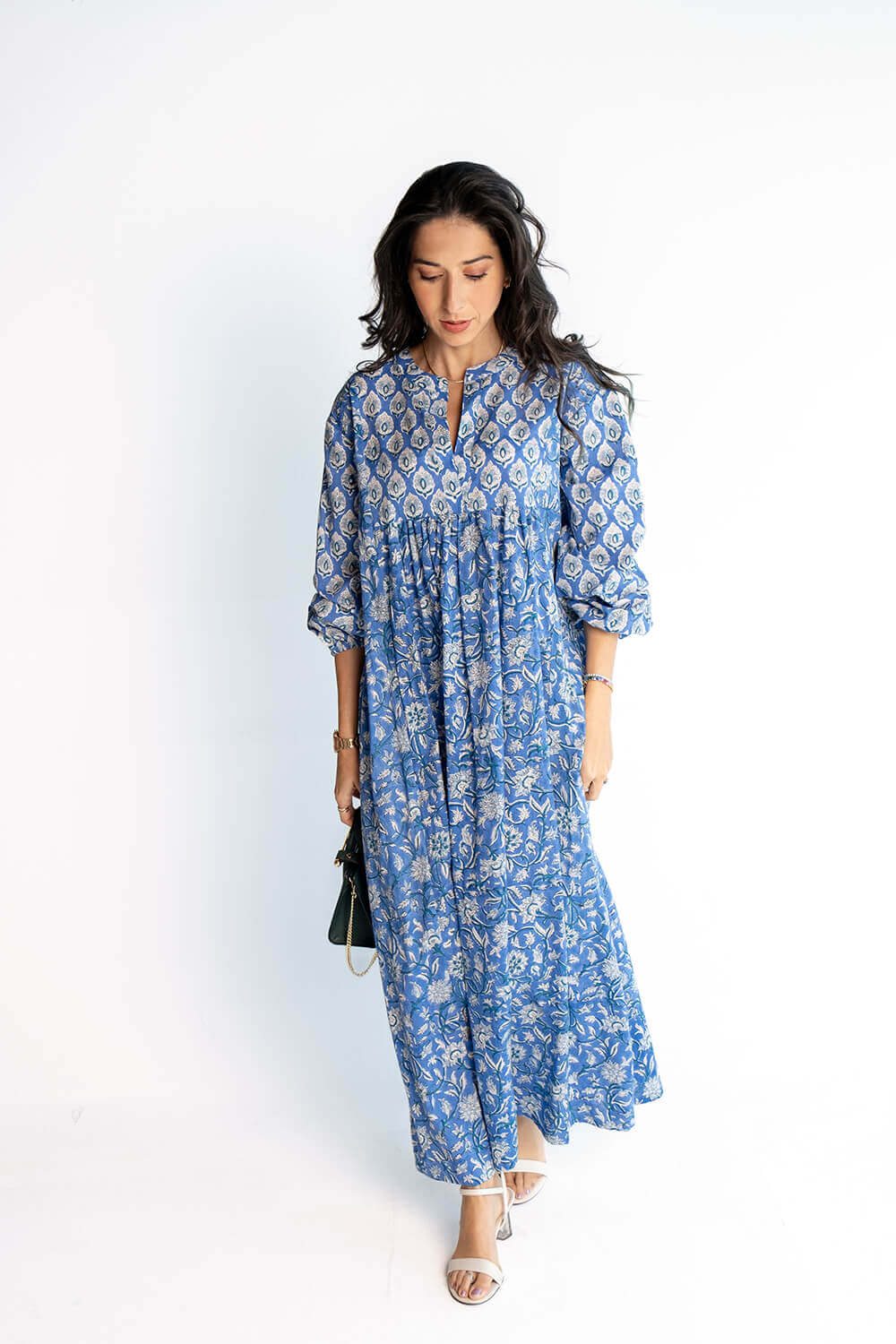 Blue Block Print Dress