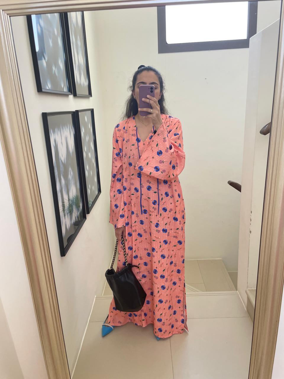 Peach Sequin Kaftan