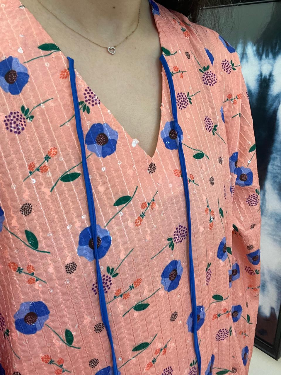 Peach Sequin Kaftan