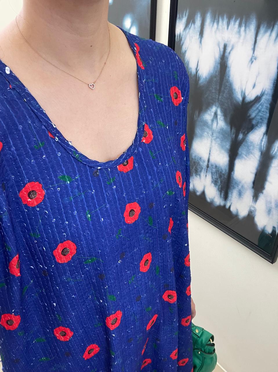 Blue Poppy Sequin Kaftan